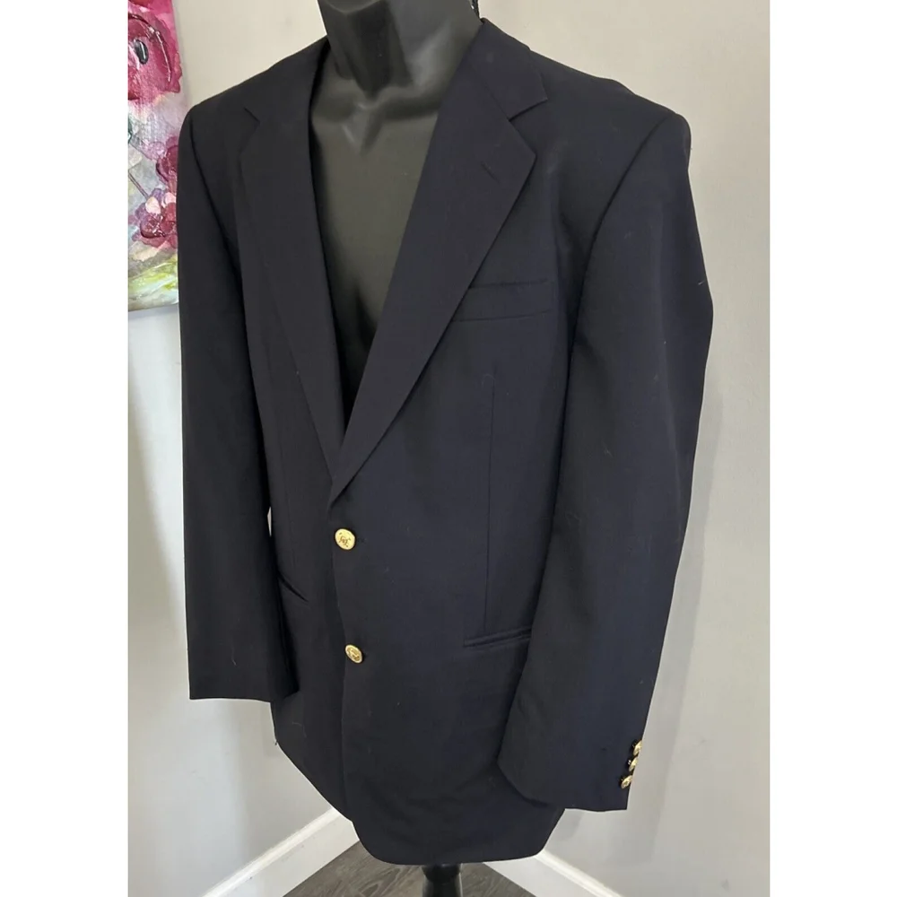 Newcastle York 42R Black Wool Two Button Vented Jacket